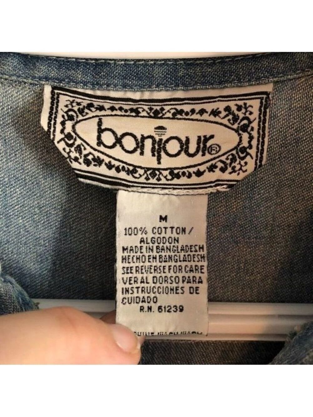 VINTAGE Bonjour denim blouse size Med - Picture 4 of 4